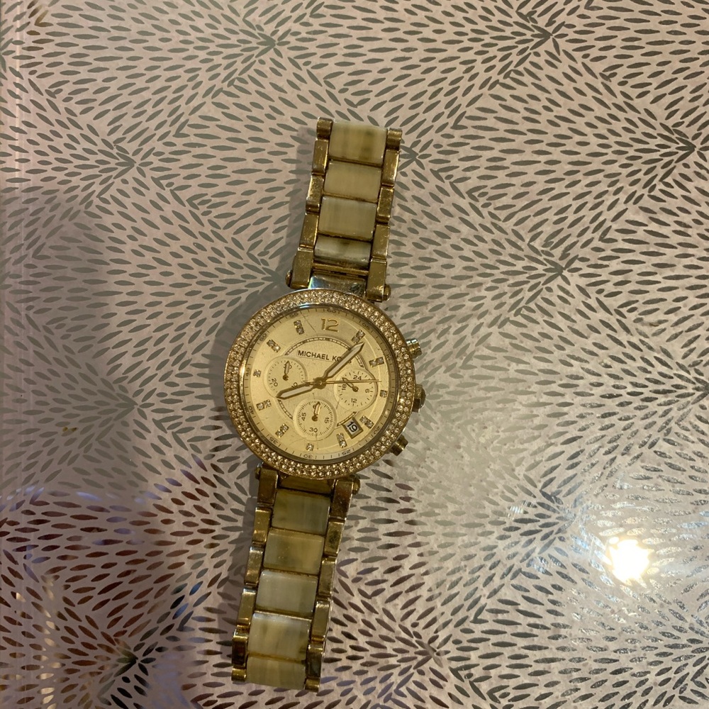 Michael Kors gold and light tortoise shell watch